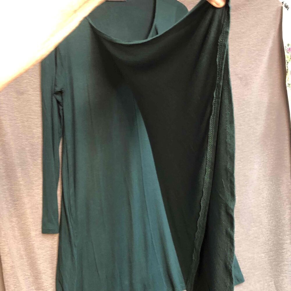 Annabelle Dark Green Solid Color Asymmetrical Hem… - image 3